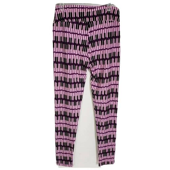 LulaRoe Womens Leggings One Size Piano Keys Print Pull On Pink Purple Stretch - Picture 2 of 7